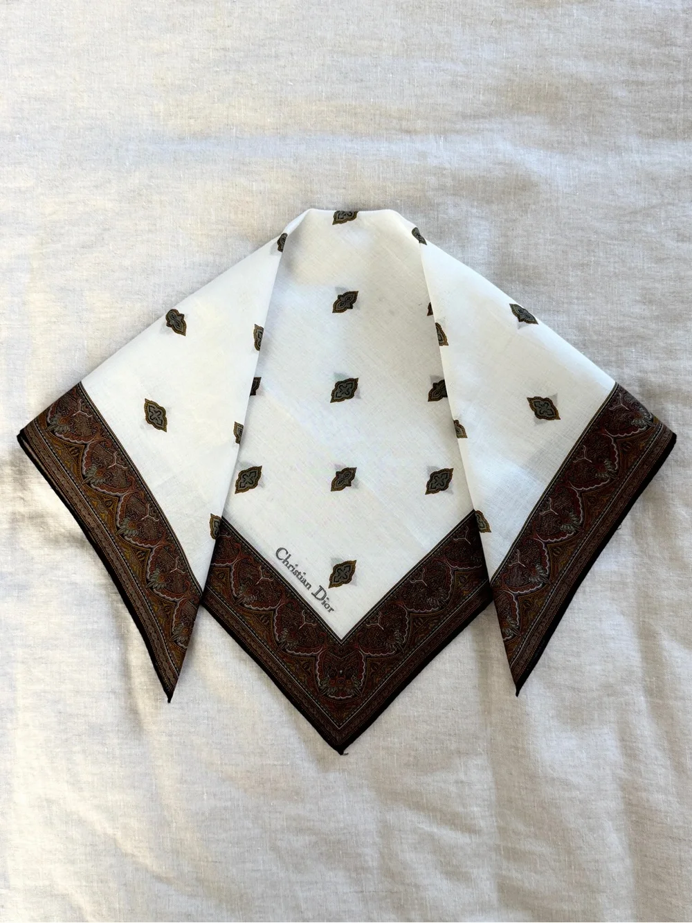 Vintage Christian Dior Paisley Cotton Head Scarf Bandana Made in Japan - Picture 5 of 7